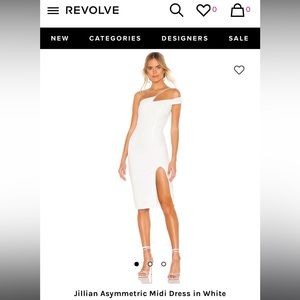 REVOLVE Jillian Asymmetric Midi Dress in White